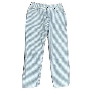 Levi's 900 Series Silver Tab 80s Vintage Straight Leg Blue White Railroad Stripe